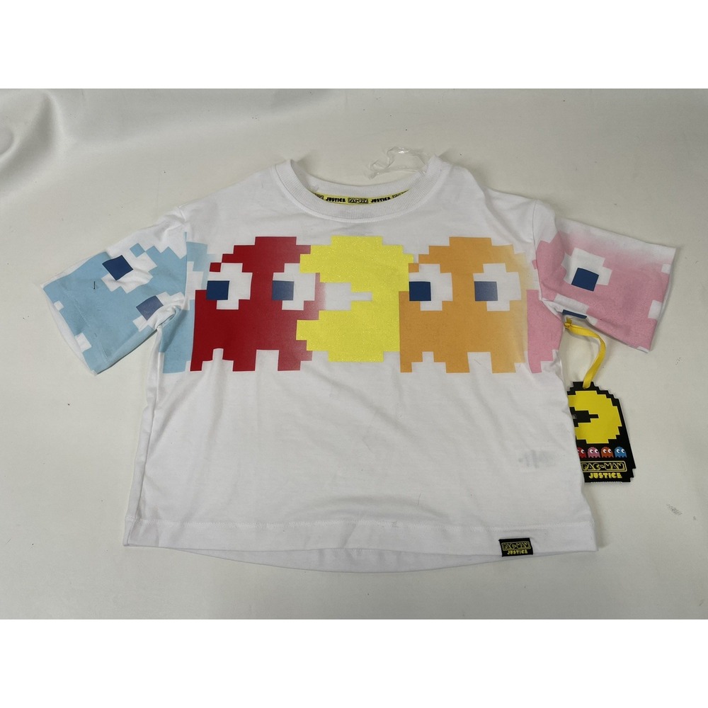 Justice Girls Pacman‎ Cropped Graphic Tee Size M White